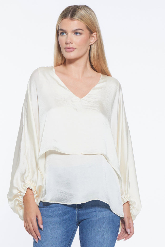 Cape V-Neck Luxury Blouse
