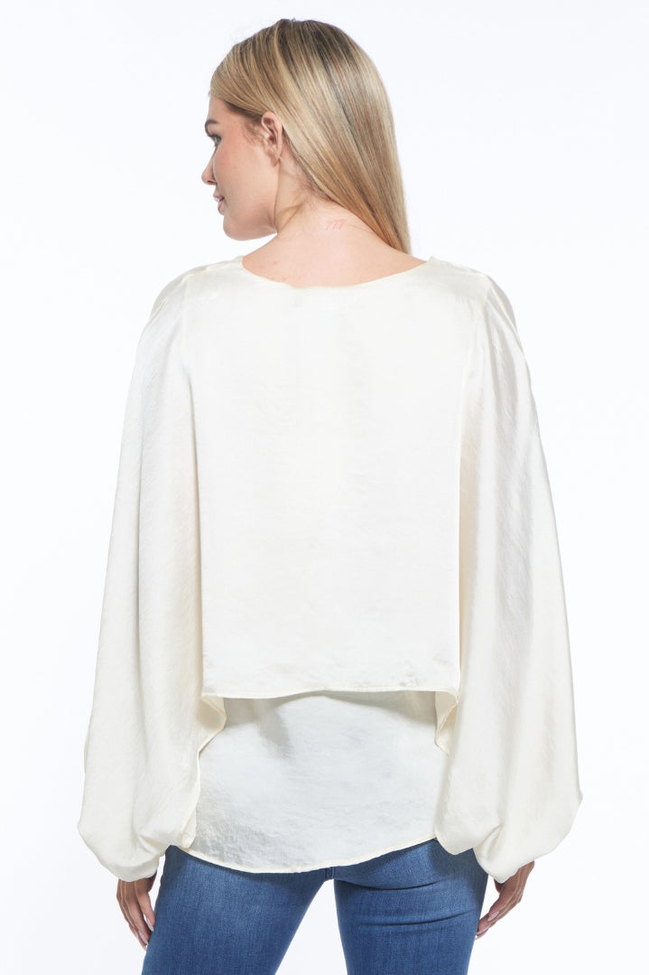 Cape V-Neck Luxury Blouse