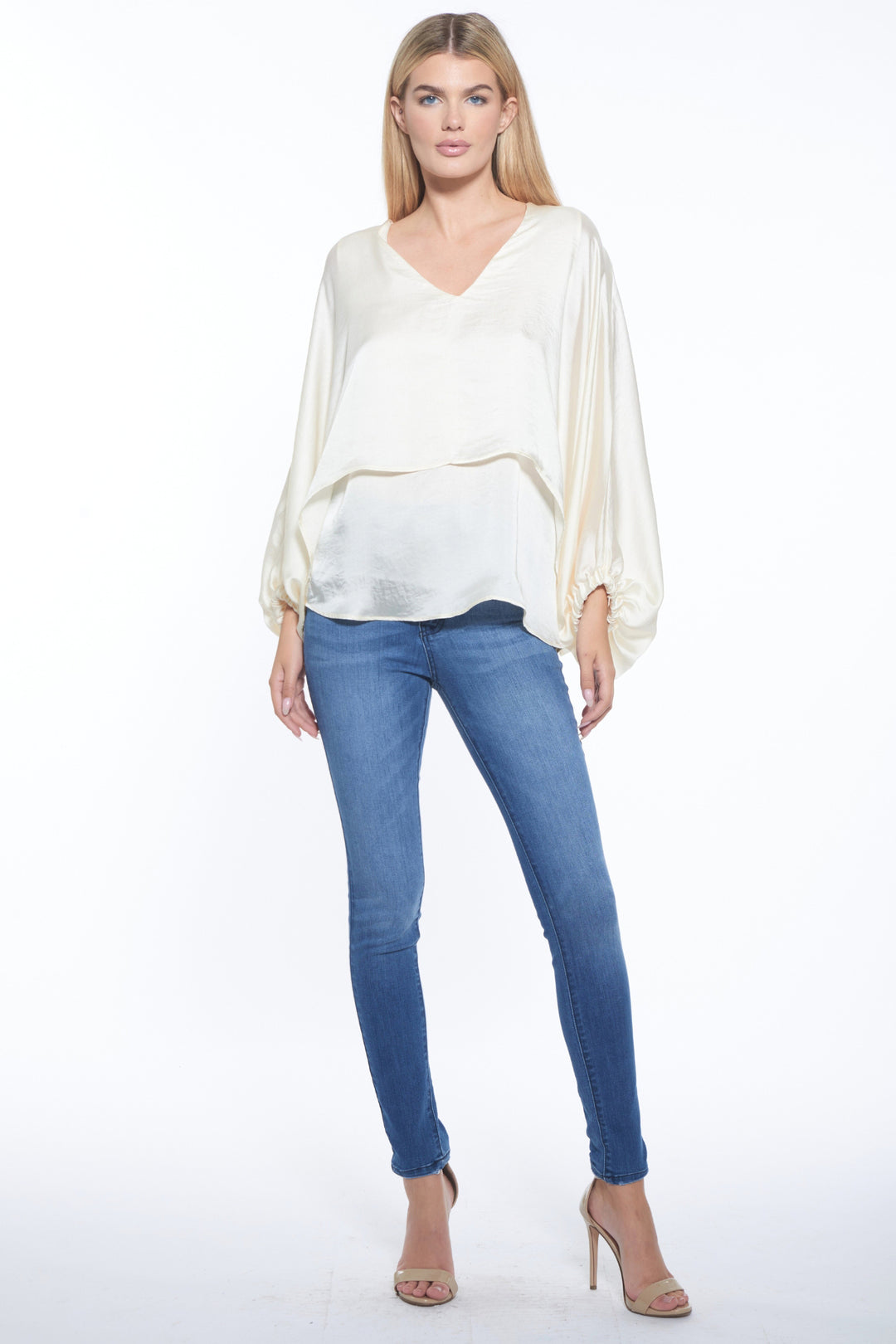 Cape V-Neck Luxury Blouse