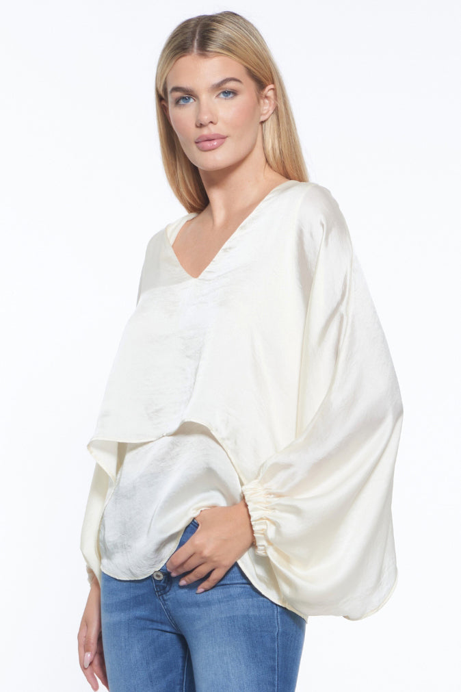 Cape V-Neck Luxury Blouse