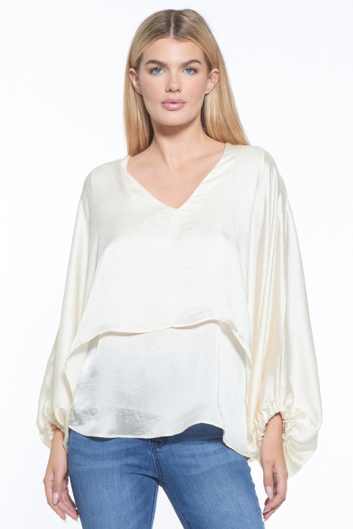 Cape V-Neck Luxury Blouse