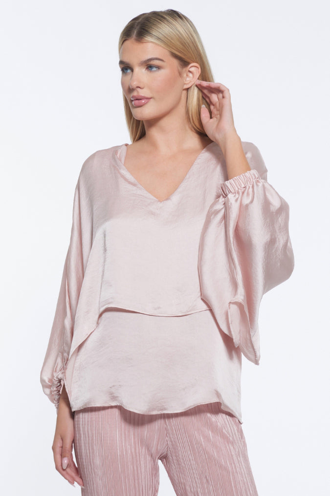 Cape V-Neck Luxury Blouse