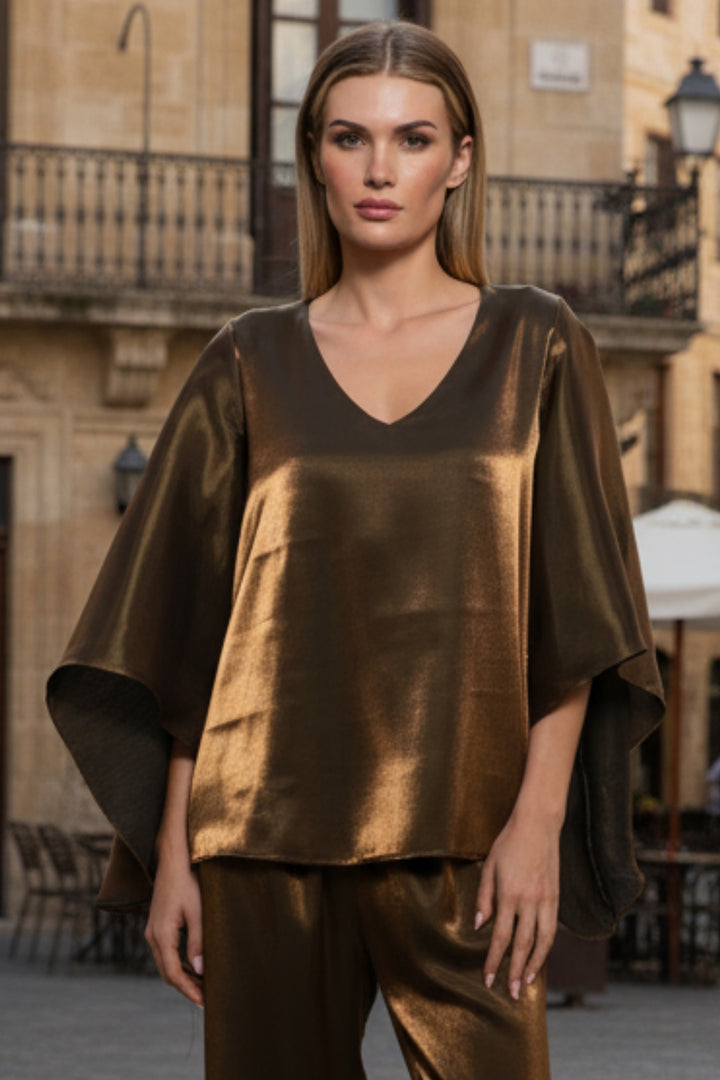Poli V Neck Luxury Satin Top