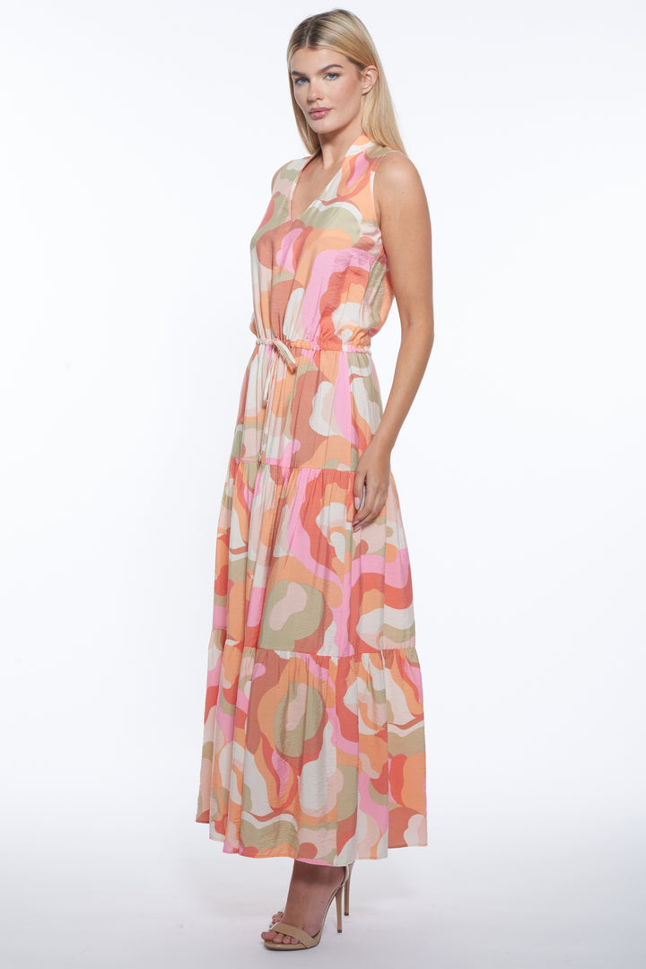 Lana Halter Tiered V Neck Maxi Dress