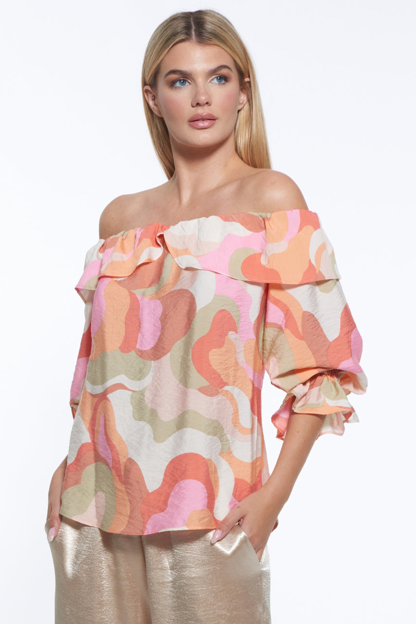 Pier Off-Shoulder Print Top