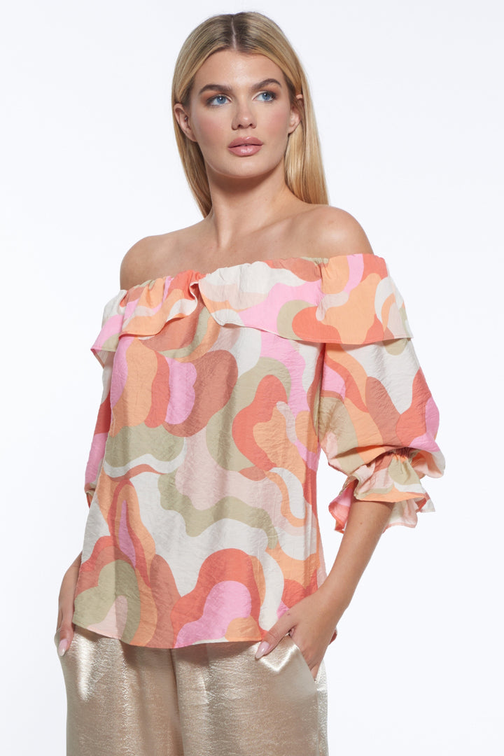Pier Off-Shoulder Print Top