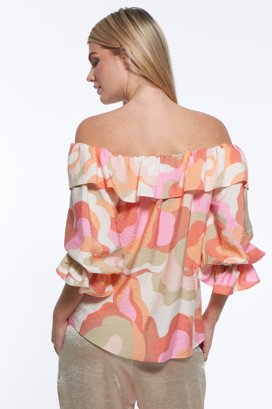 Pier Off-Shoulder Print Top