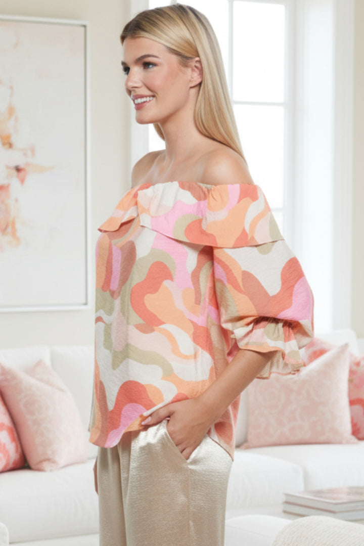 Pier Off-Shoulder Print Top | Julian Chang