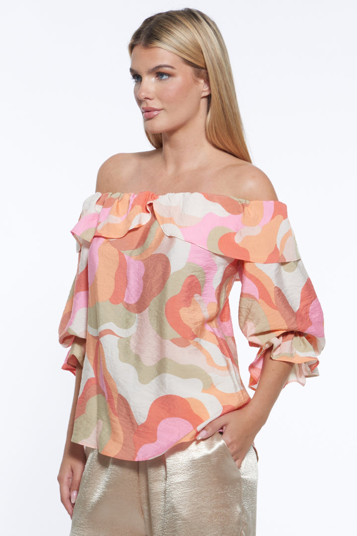 Pier Off-Shoulder Print Top