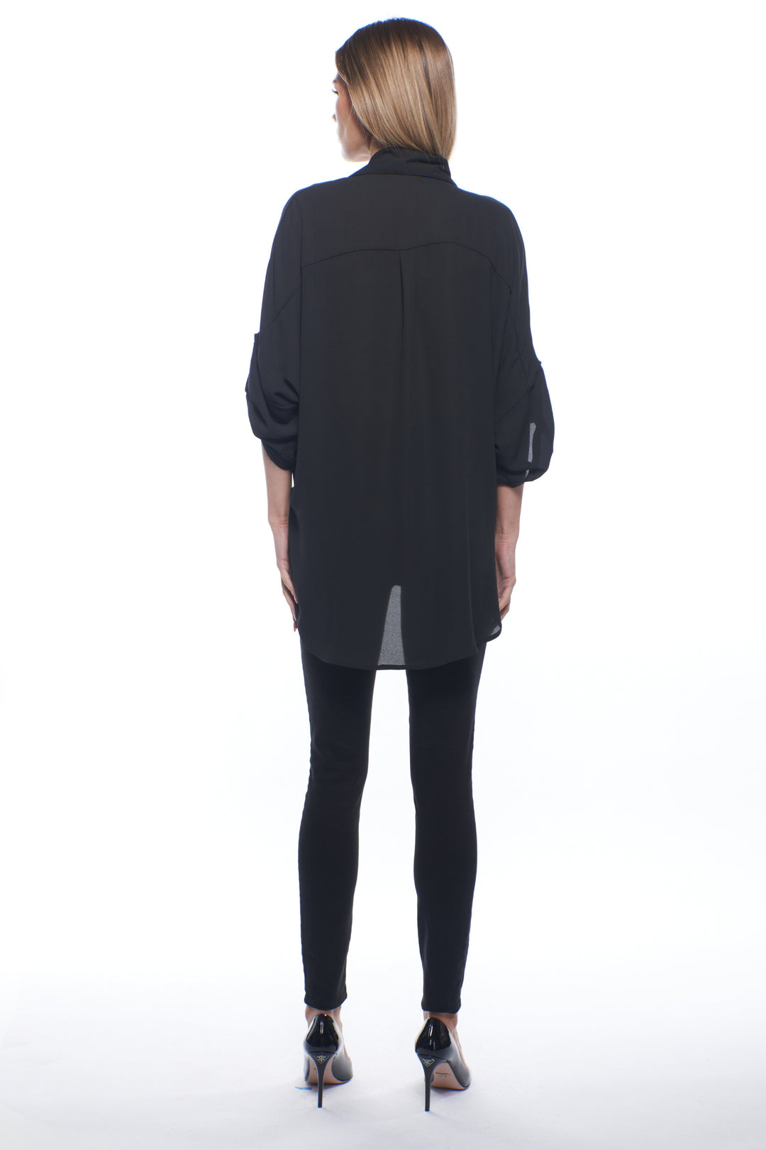 Tati Draped Collared V Neck Top
