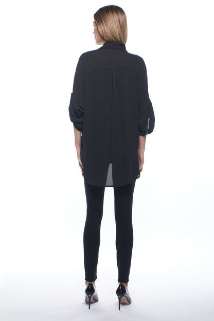 Tati Draped Collared V Neck Top