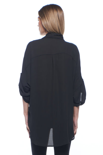 Tati Draped Collared V Neck Top