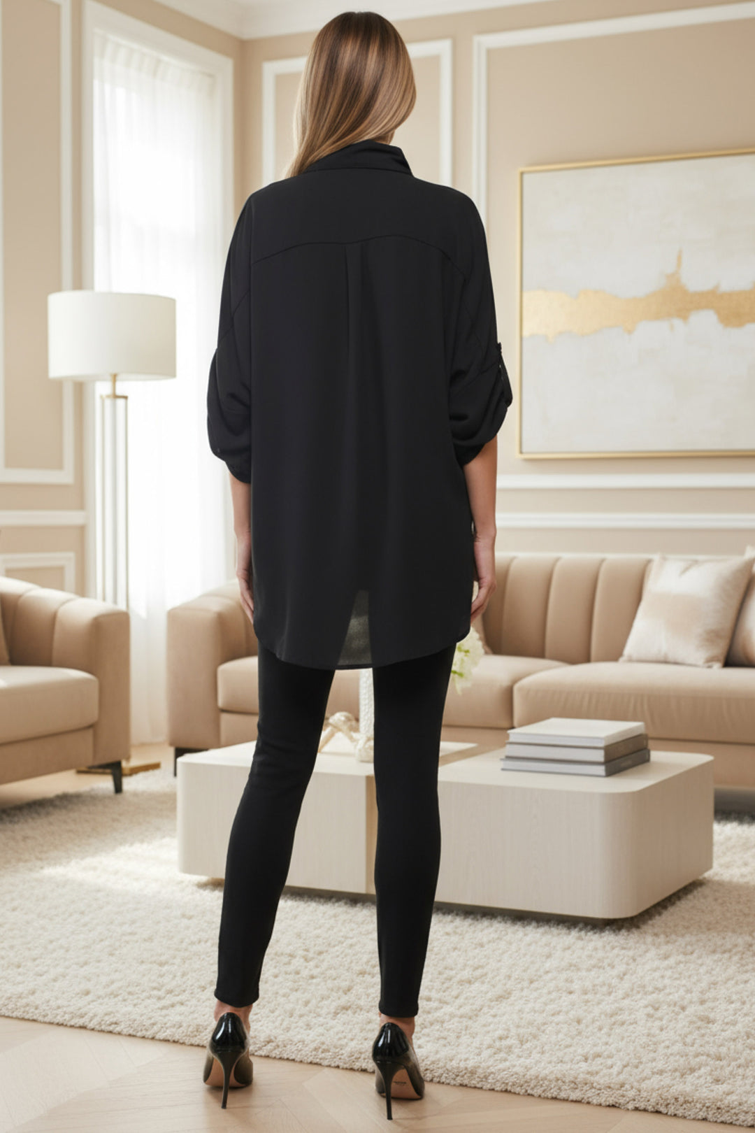 Tati Draped Collared V Neck Blouse | Julian Chang