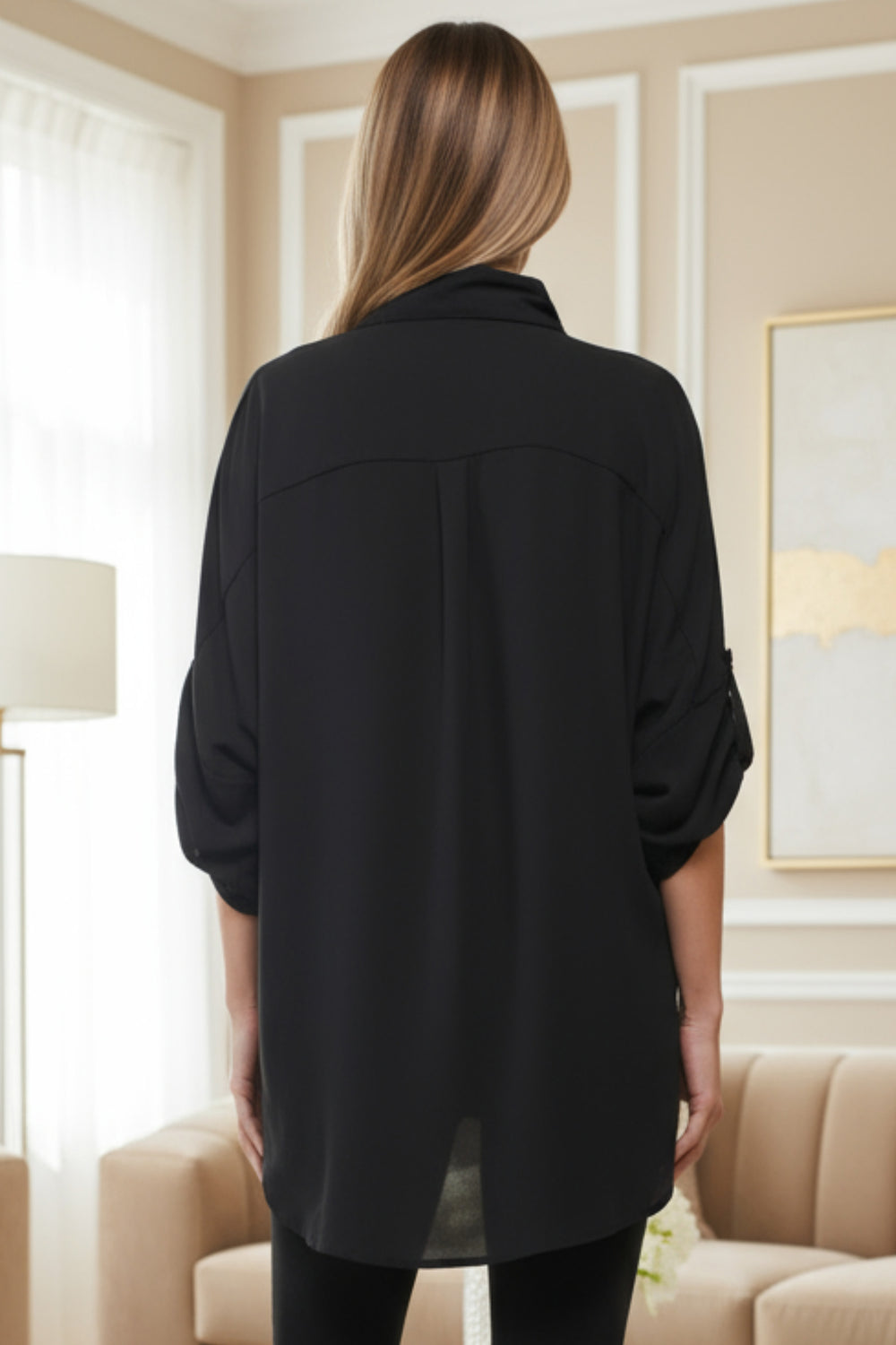 Tati Draped Collared V Neck Blouse | Julian Chang
