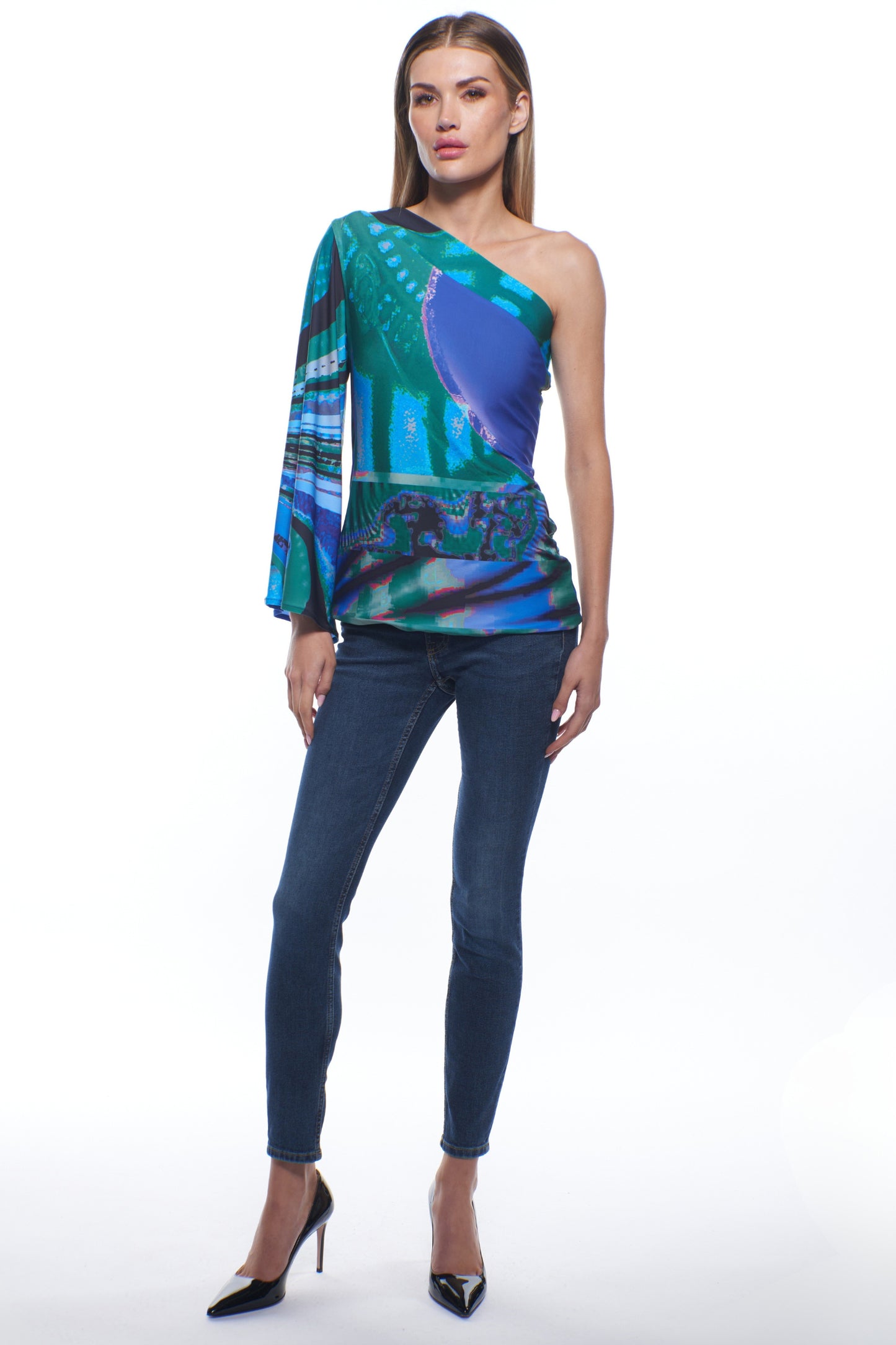 Primo One-Shoulder Printed Top