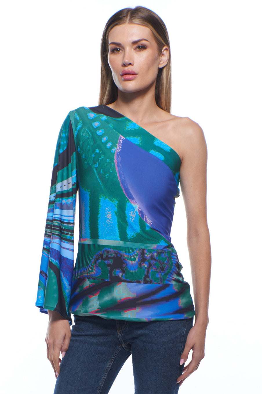 Primo One-Shoulder Printed Top