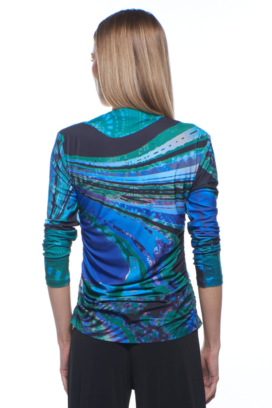 Plato Ruched V-Neck Long Sleeve Top