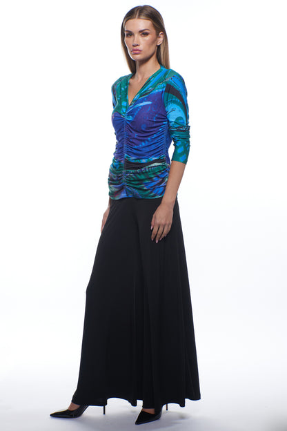 Plato Ruched V-Neck Long Sleeve Top