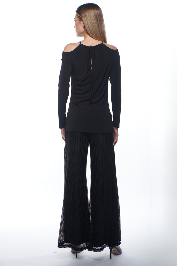 Press Sheer Pleated Wide Leg Pants