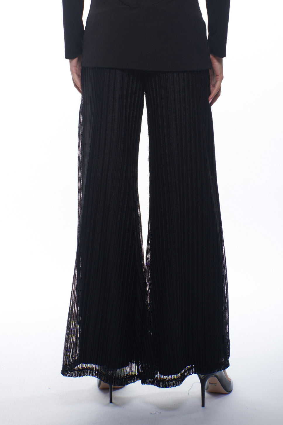 Press Sheer Pleated Wide Leg Pants