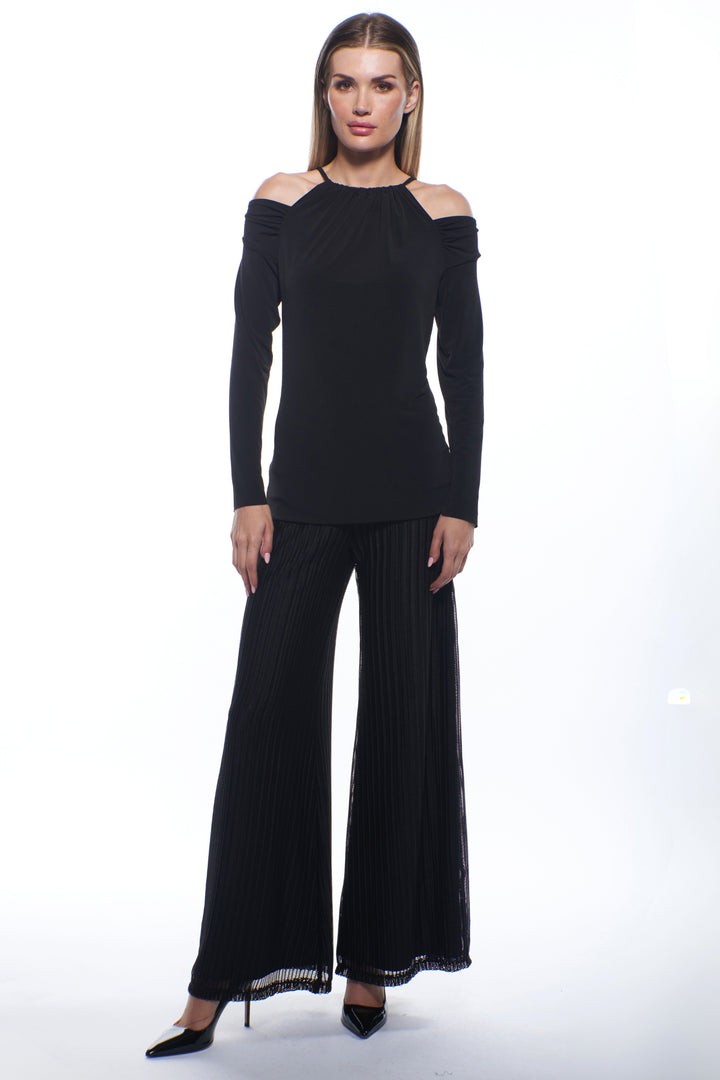 Press Sheer Pleated Wide Leg Pants