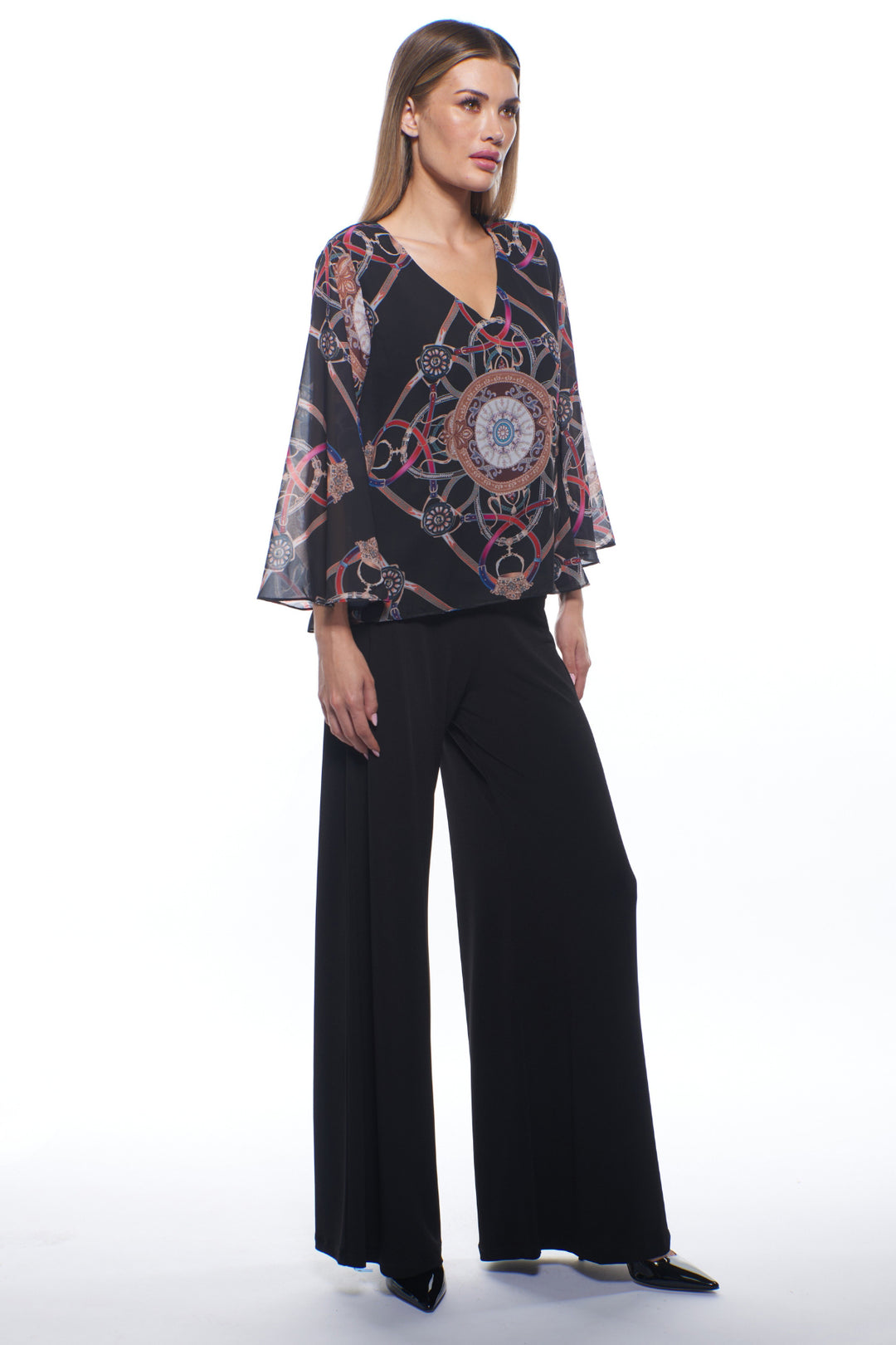 Princess Chiffon Top Wide Leg Jumpsuit