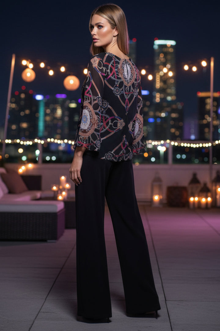 Princess Chiffon Top Wide Leg Jumpsuit - Gothic Black - Julian Chang