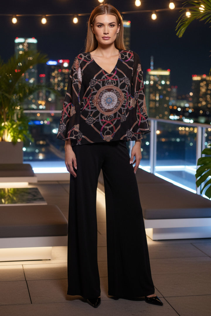 Princess Chiffon Top Wide Leg Jumpsuit - Gothic Black - Julian Chang