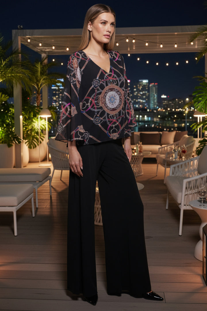 Princess Chiffon Top Wide Leg Jumpsuit - Gothic Black - Julian Chang