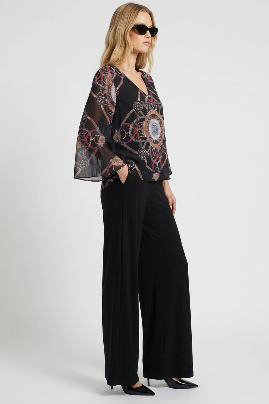 Princess Chiffon Top Wide Leg Jumpsuit