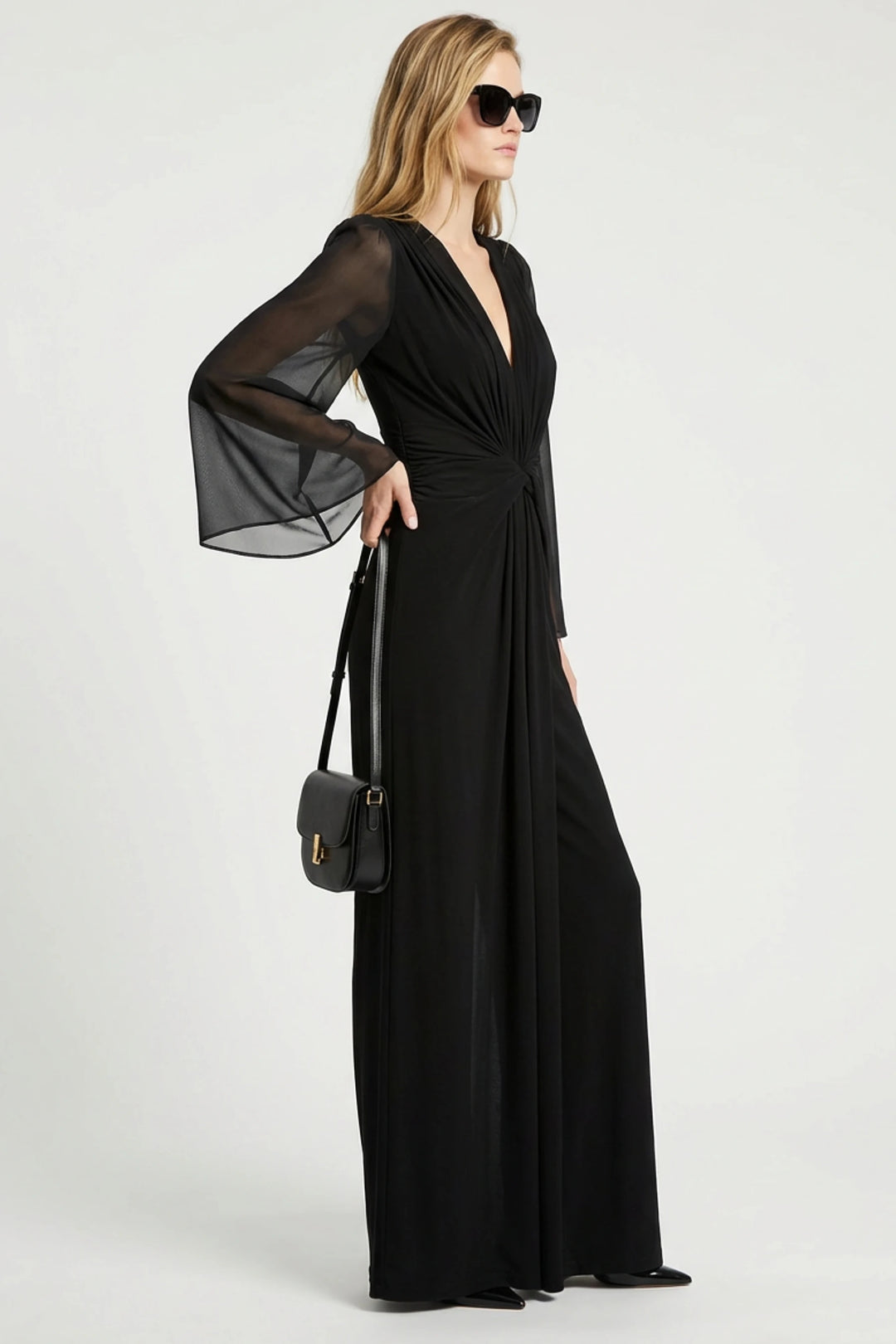 Shanna Long-Sleeve Wide Leg Jumpsuit