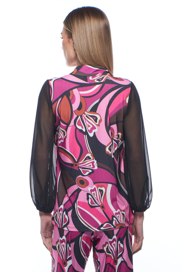 Linda Sheer Blouson V-Neck Top