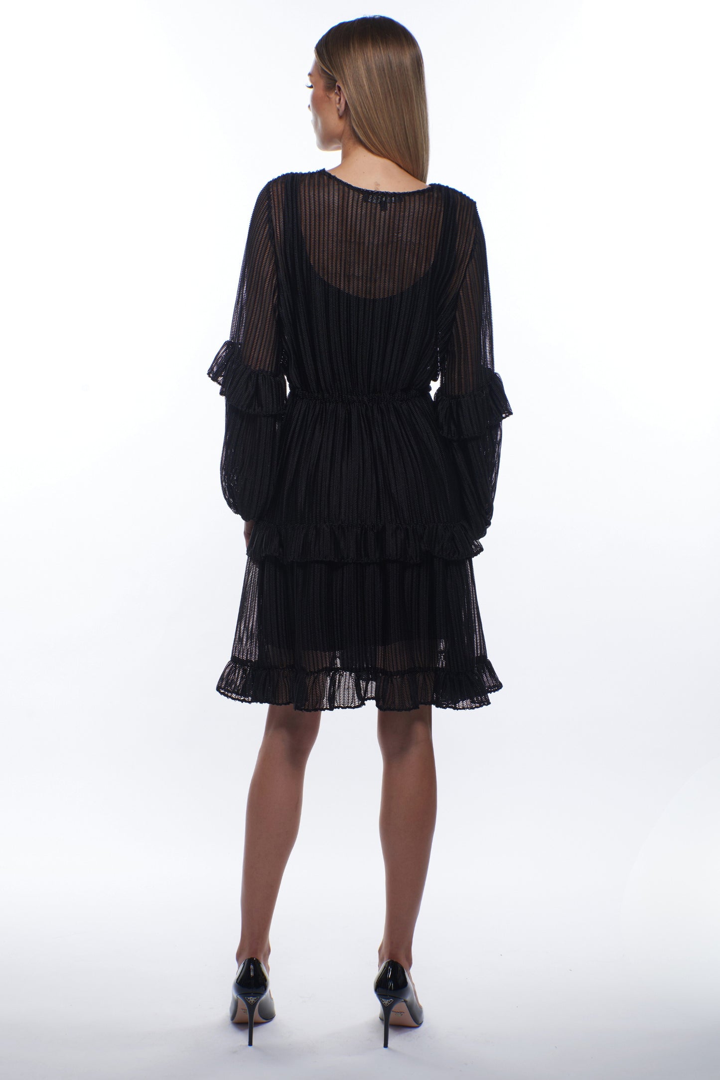 Julisa Sheer Pleated Mini Dress