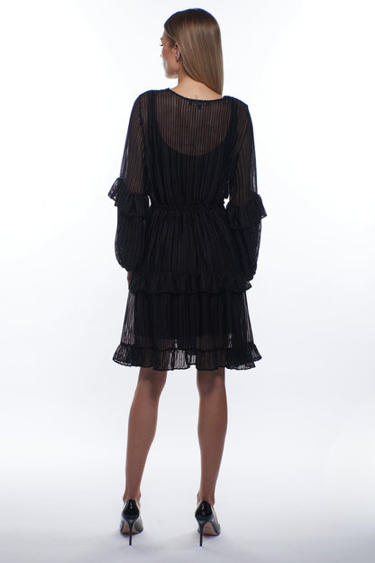 Julisa Sheer Pleated Mini Dress