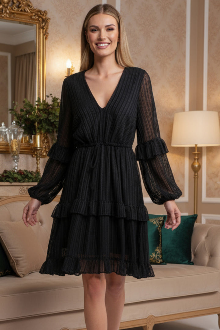 Julisa Sheer Pleated Mini Dress | Julian Chang