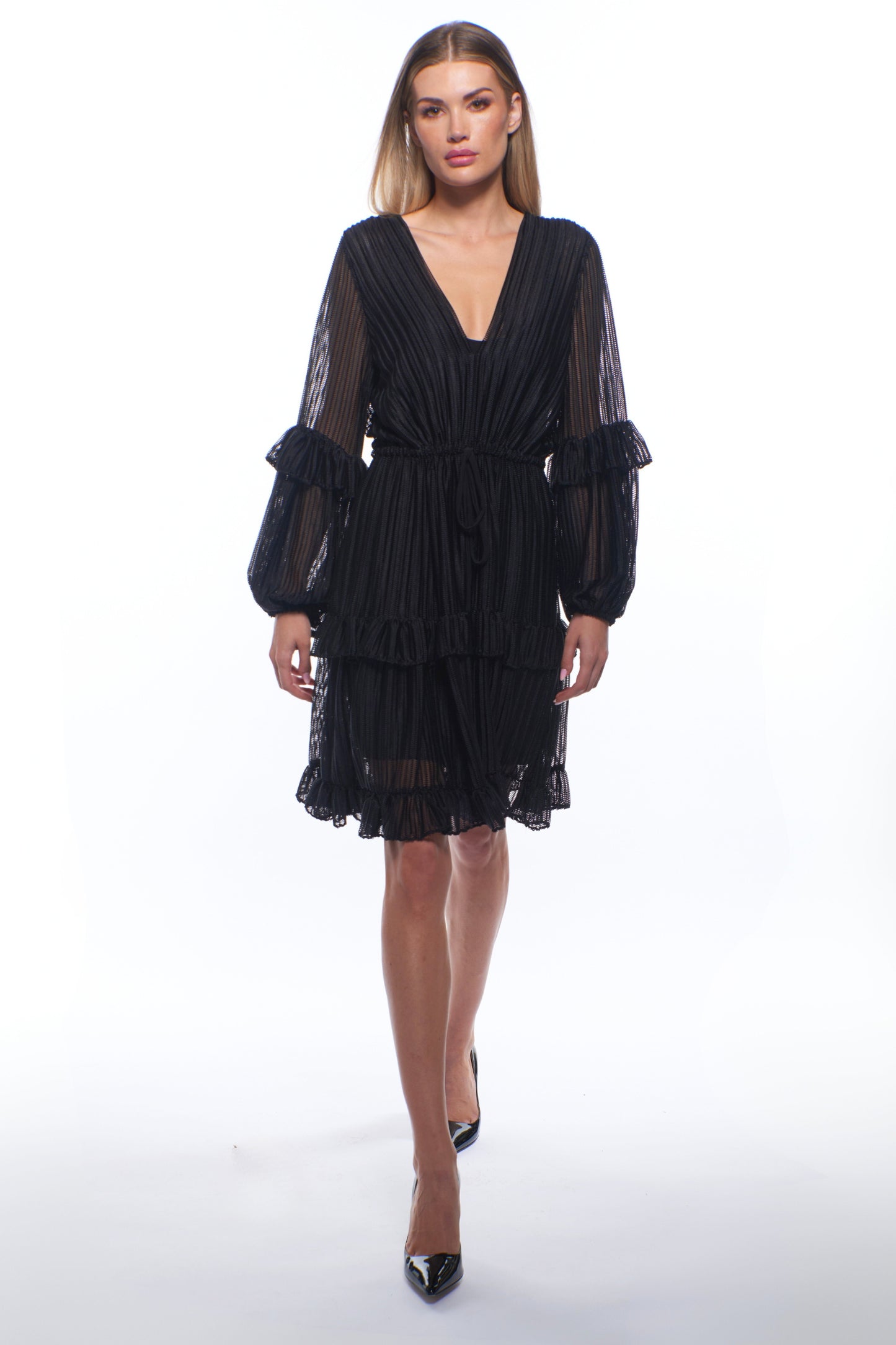 Julisa Sheer Pleated Mini Dress