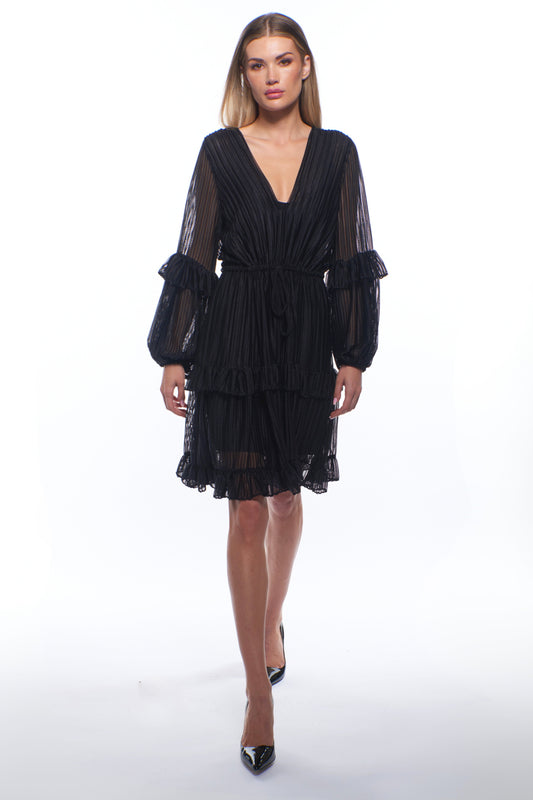 Julisa Sheer Pleated Mini Dress