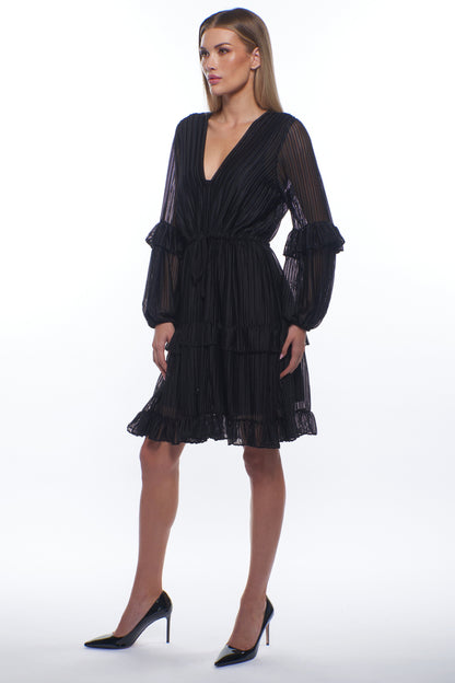 Julisa Sheer Pleated Mini Dress