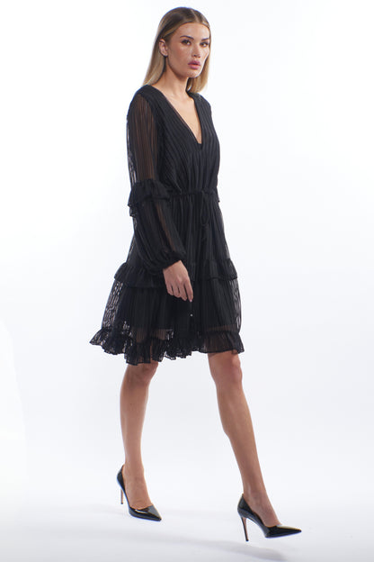 Julisa Sheer Pleated Mini Dress