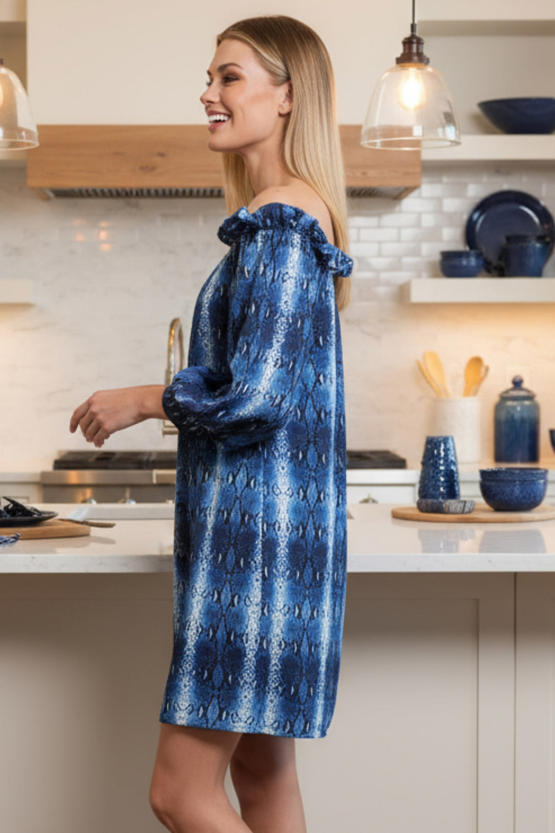 Ofelia Off-Shoulder Print Mini Dress | Julian Chang