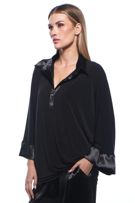 Polina Satin-Trim Relaxed Top