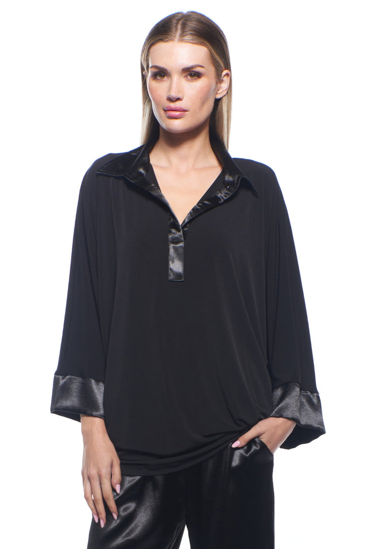 Polina Satin-Trim Relaxed Top