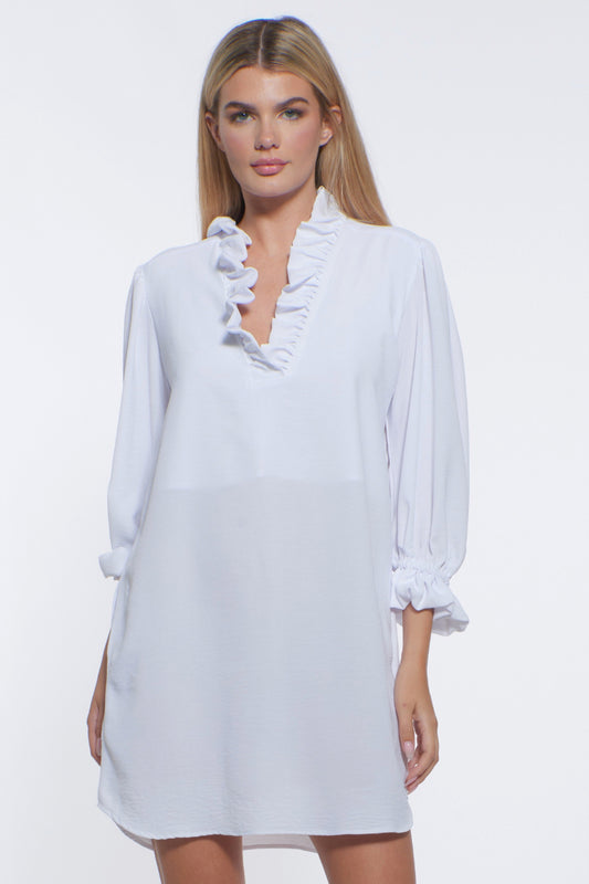 Unica Ruffle Collared Mini Dress