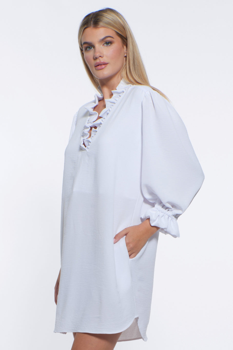 Unica Ruffle Collared Mini Dress