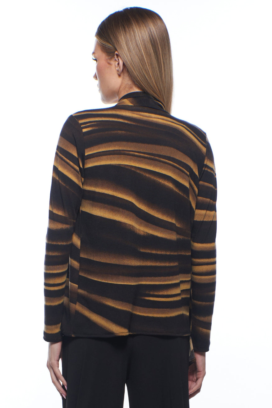 Bina Open-Front Luxe Print Drape Jacket