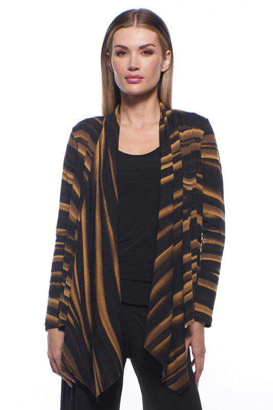 Bina Open-Front Luxe Print Drape Jacket