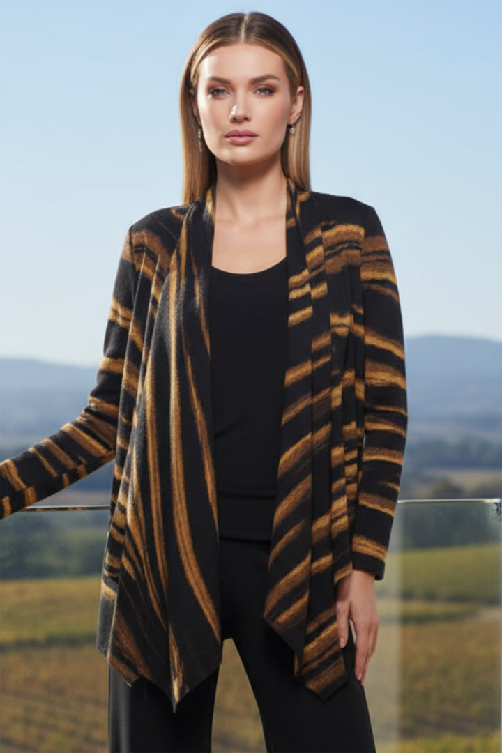 Bina Open-Front Luxe Print Drape Jacket