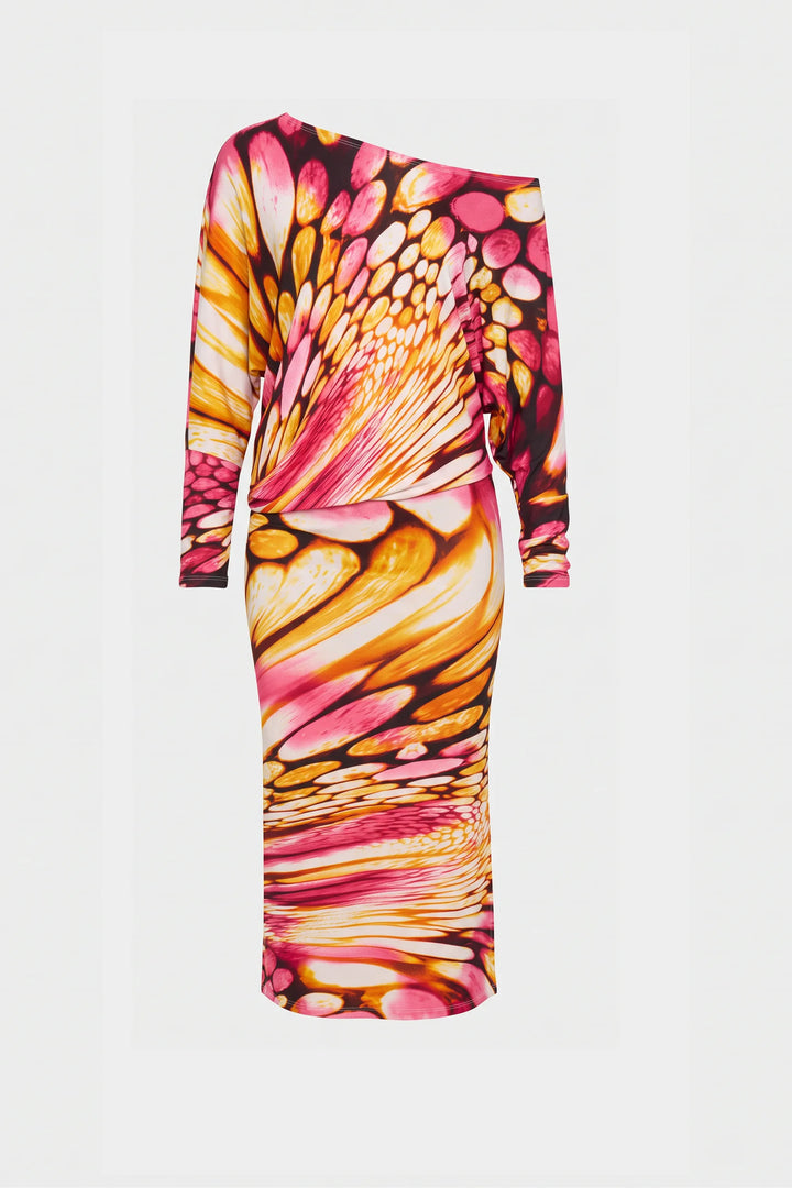 Mina Off-Shoulder Draped Midi Dress