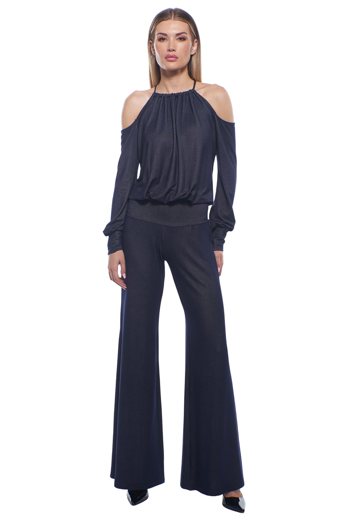 Didi Cold-Shoulder Wide Leg Sexy Jumpsuit