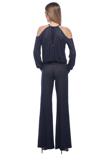Didi Cold-Shoulder Wide Leg Sexy Jumpsuit